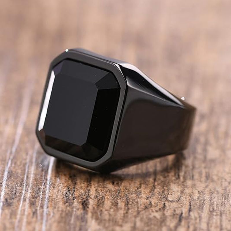 Mens Signet Ring - Anel masculino preto carnelian sinete anéis