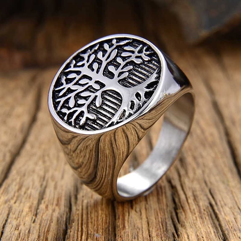 Mens Signet Ring - Clássico árvore do anel do signet