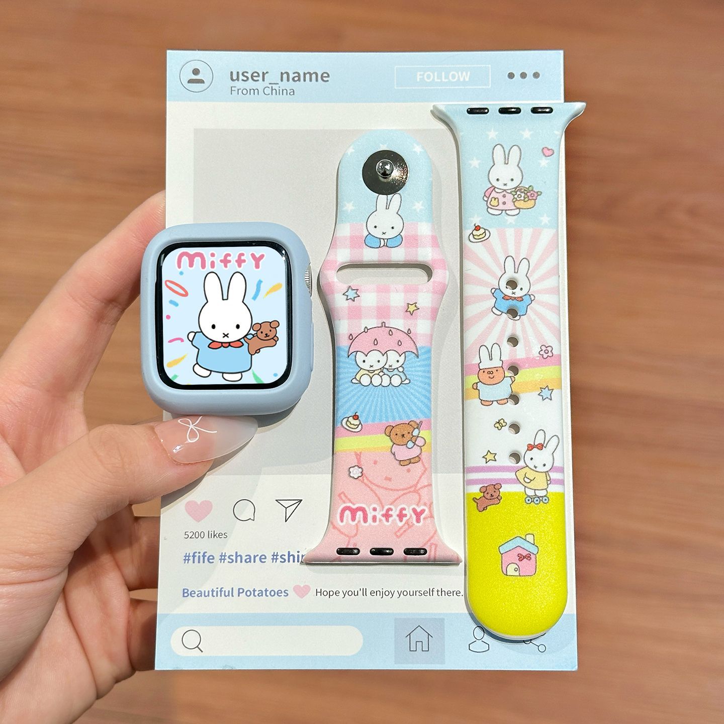 Watch Strap Replacement - Pulseira de Silicone Miffy Cor Dopamina