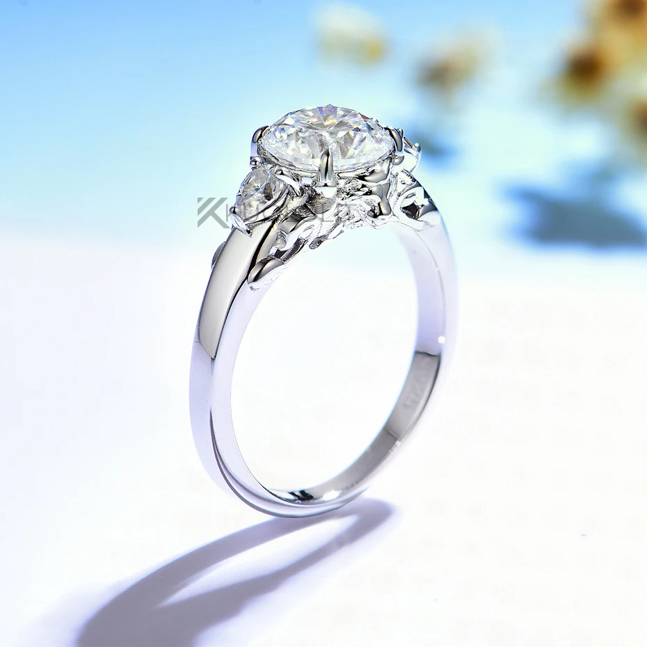 Moissanite Ring - Anel Solitário Redondo de Moissanite 7.5MM