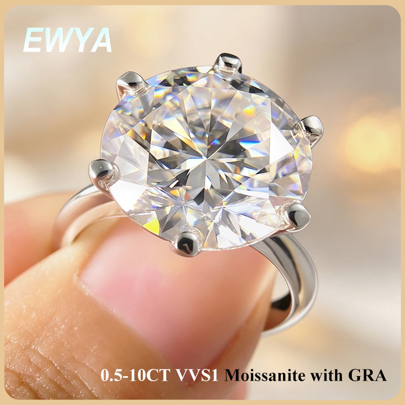 Moissanite Ring - Ewya gra certificado 0.5-10ct d cor