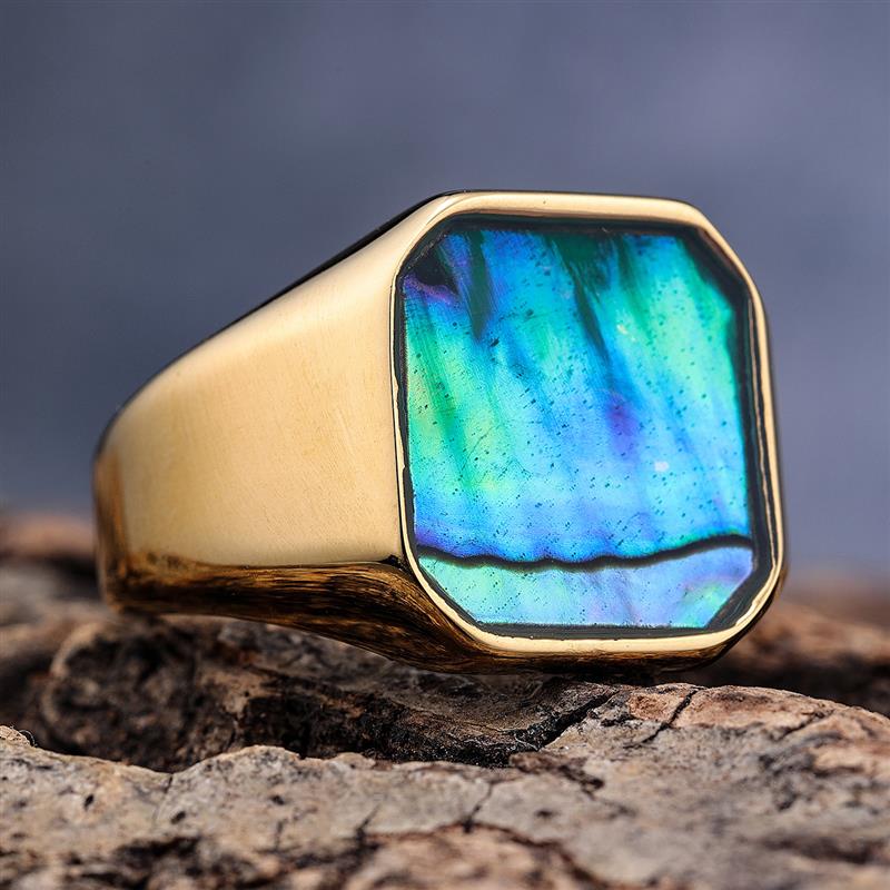 Moda punk rock concha anel 316 - Mens Signet Ring avaliação e preço