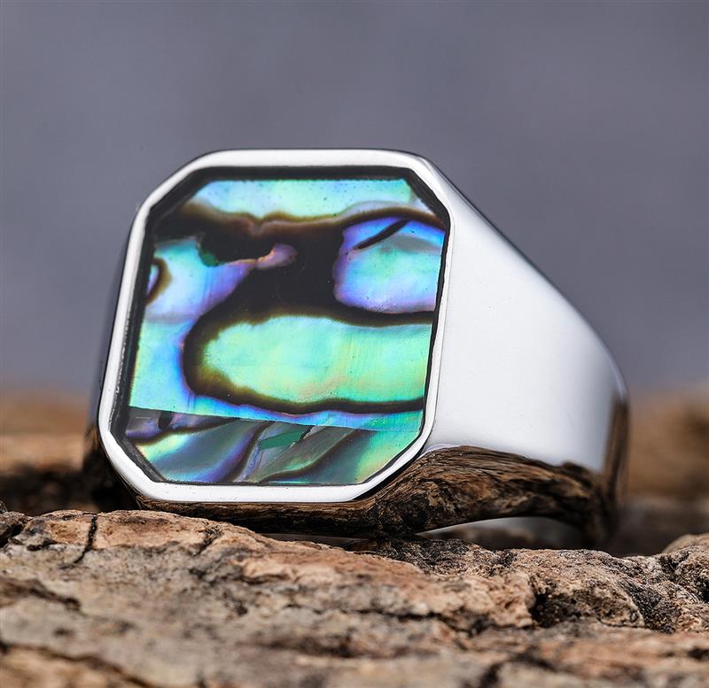 Moda punk rock concha anel 316 - Mens Signet Ring avaliação e preço