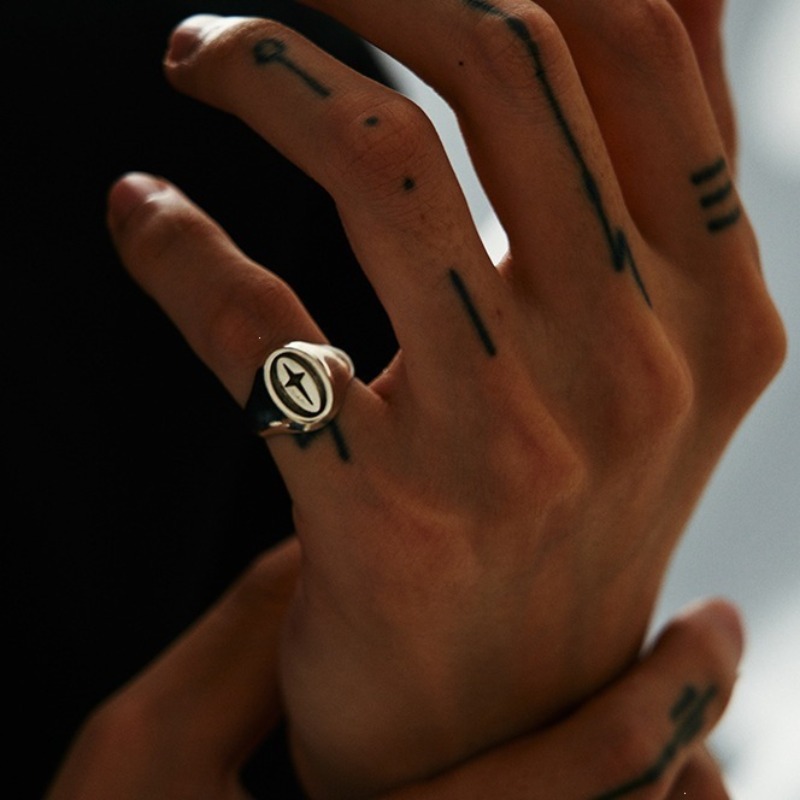 Anel Aberto Minimalista com Es - Mens Signet Ring avaliação e preço