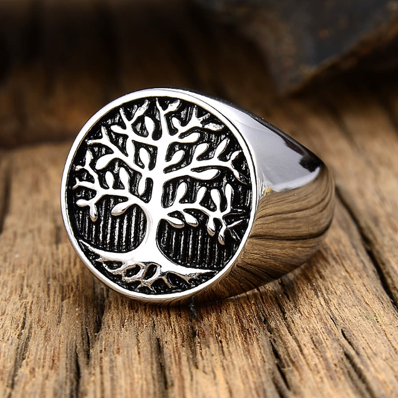 Clássico árvore do anel do sig - Mens Signet Ring avaliação e preço