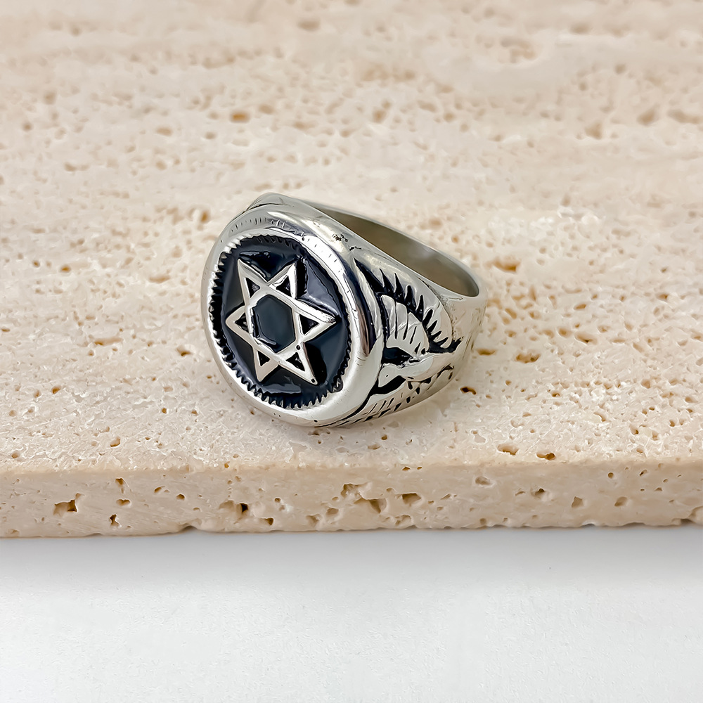 Anel Vintage Estrela de Davi p - Mens Signet Ring avaliação e preço