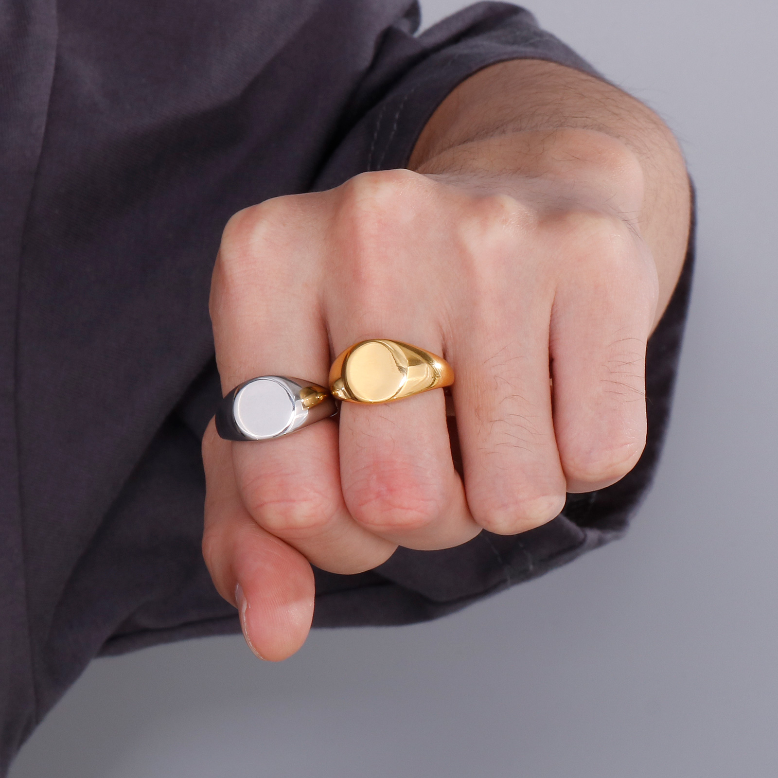 Anel de sinete anel de aço ino - Mens Signet Ring avaliação e preço