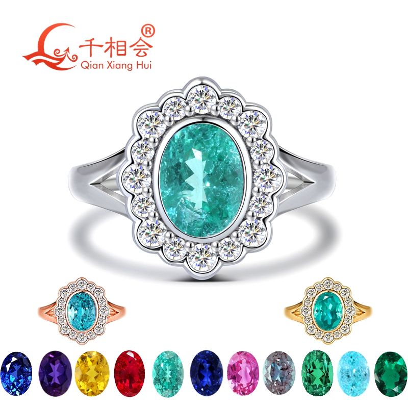 Anel Halo Oval de Turmalina Pa - Moissanite Ring avaliação e preço