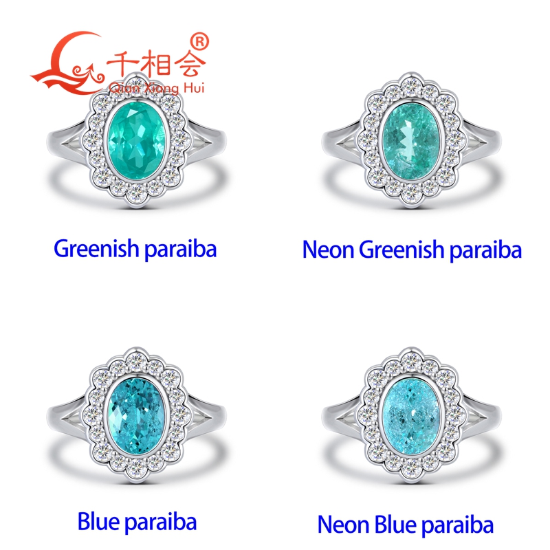 Anel Halo Oval de Turmalina Pa - Moissanite Ring avaliação e preço