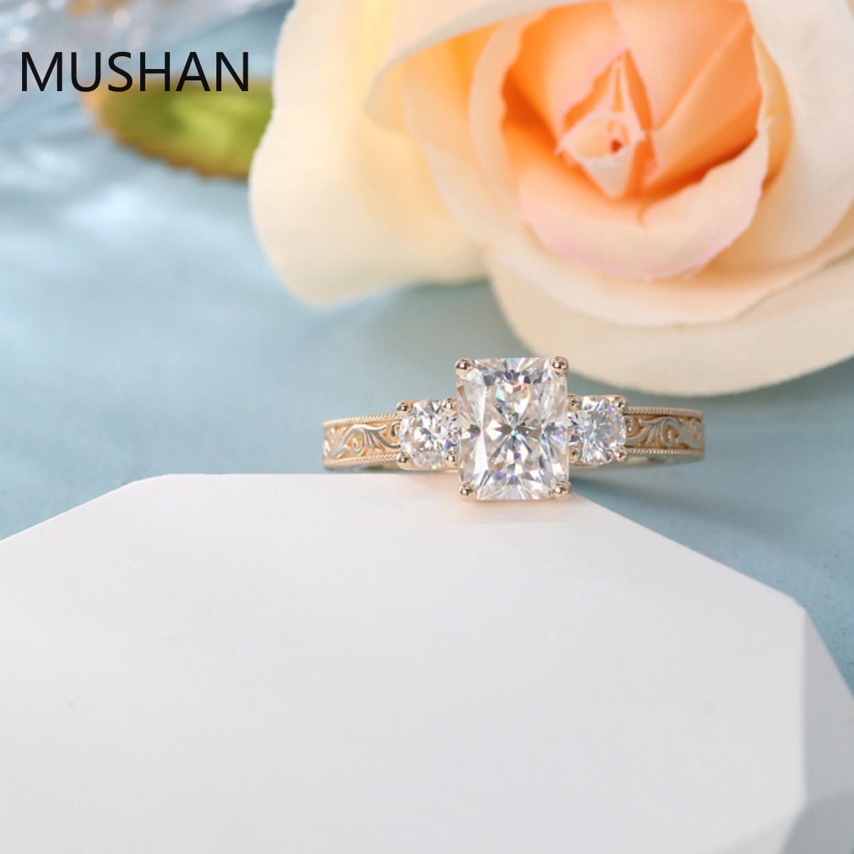 Anéis de ouro 14K 18K personal - Moissanite Ring avaliação e preço