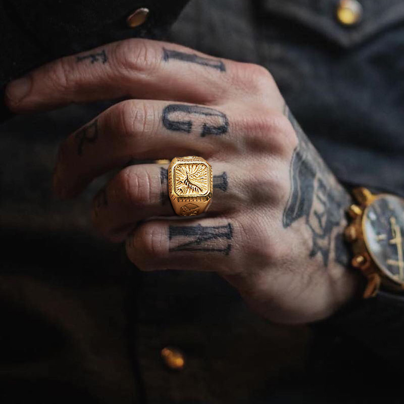 Anel de Sinete Águia-Careca pa - Mens Signet Ring avaliação e preço